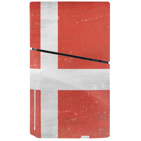Denmark Flag Distressed PS5 Slim Disk Console Skin